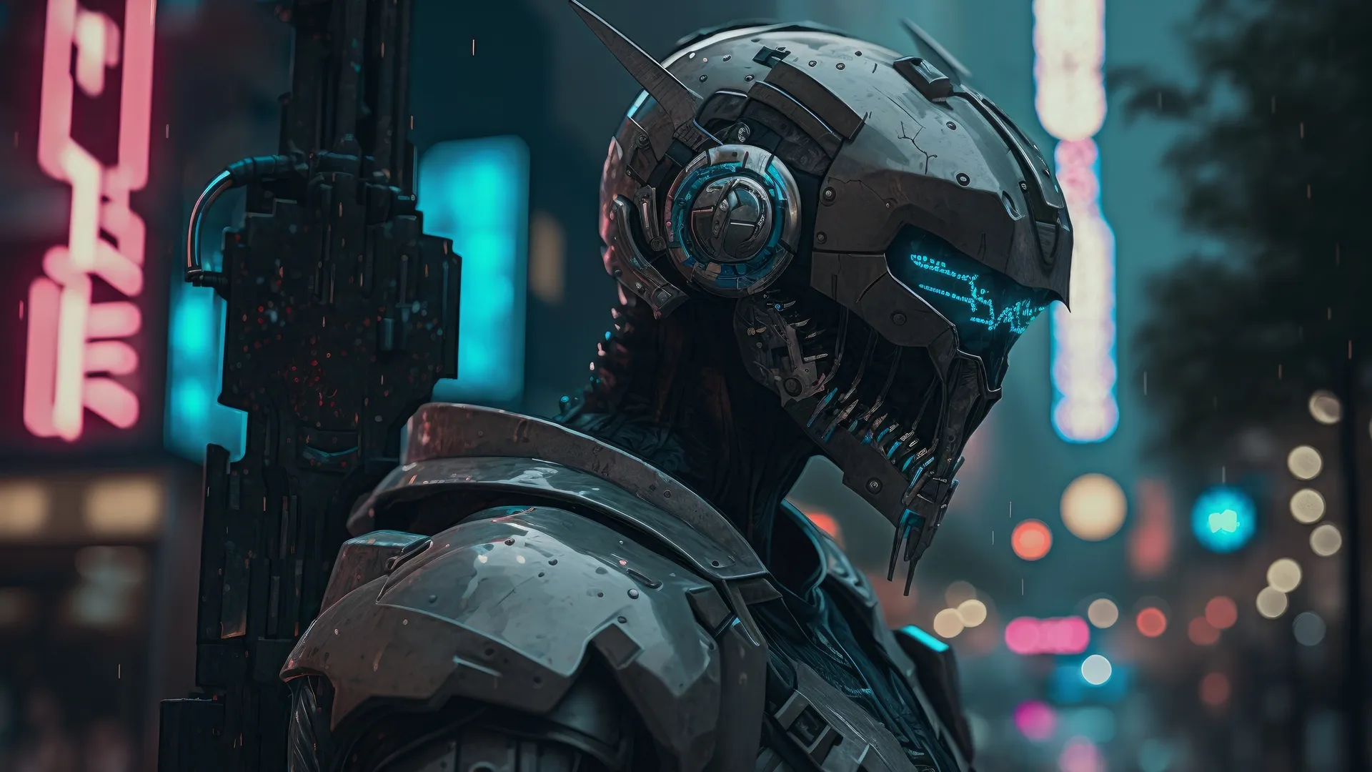 赛博朋克霓虹城市4K科幻壁纸