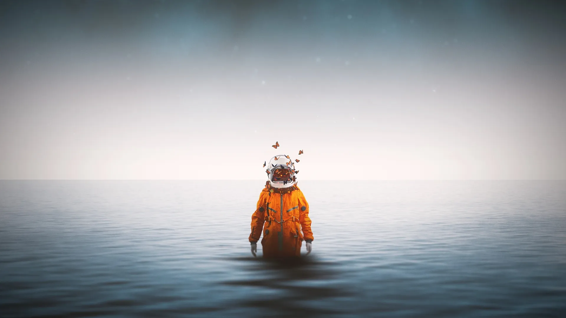 宇航员海洋遇水化蝶奇观