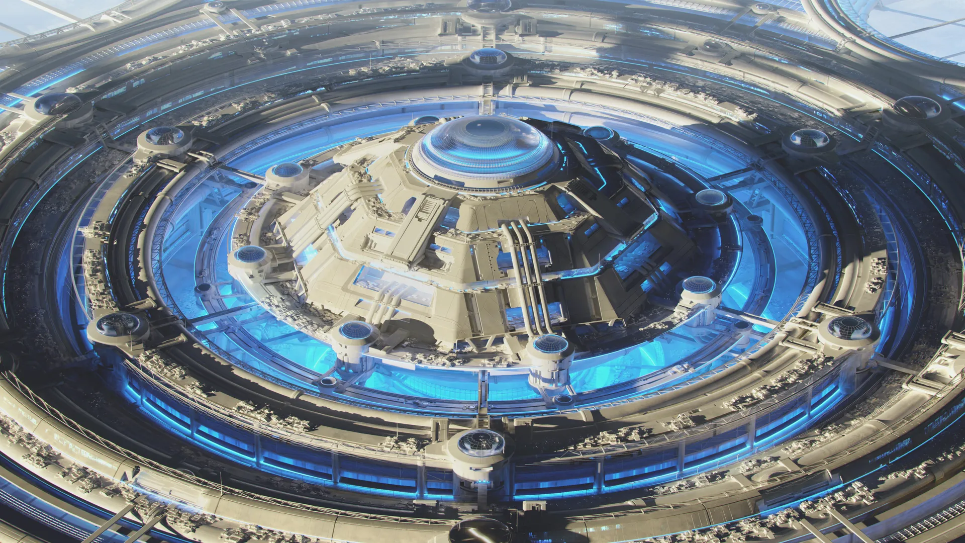 AI科幻城市4K壁纸：未来主义飞船与宇宙艺术