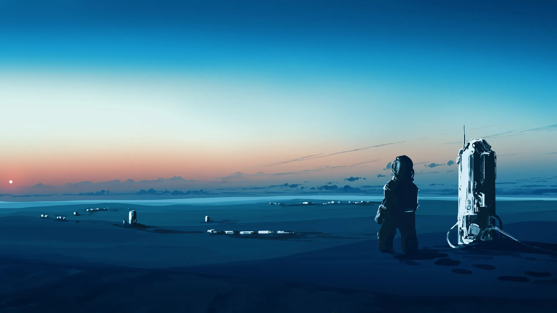 宇航服极简主义夕阳辉光