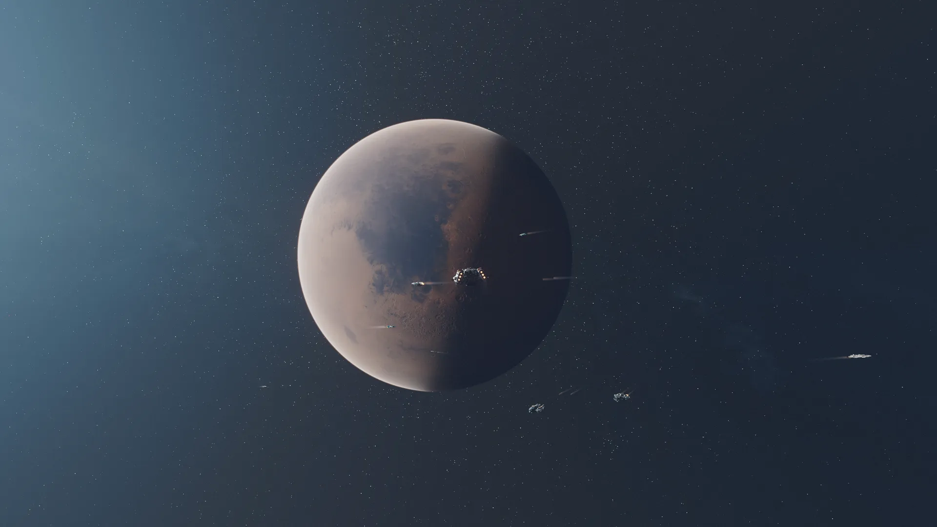 太空电子游戏4K壁纸：宇宙飞船与行星艺术