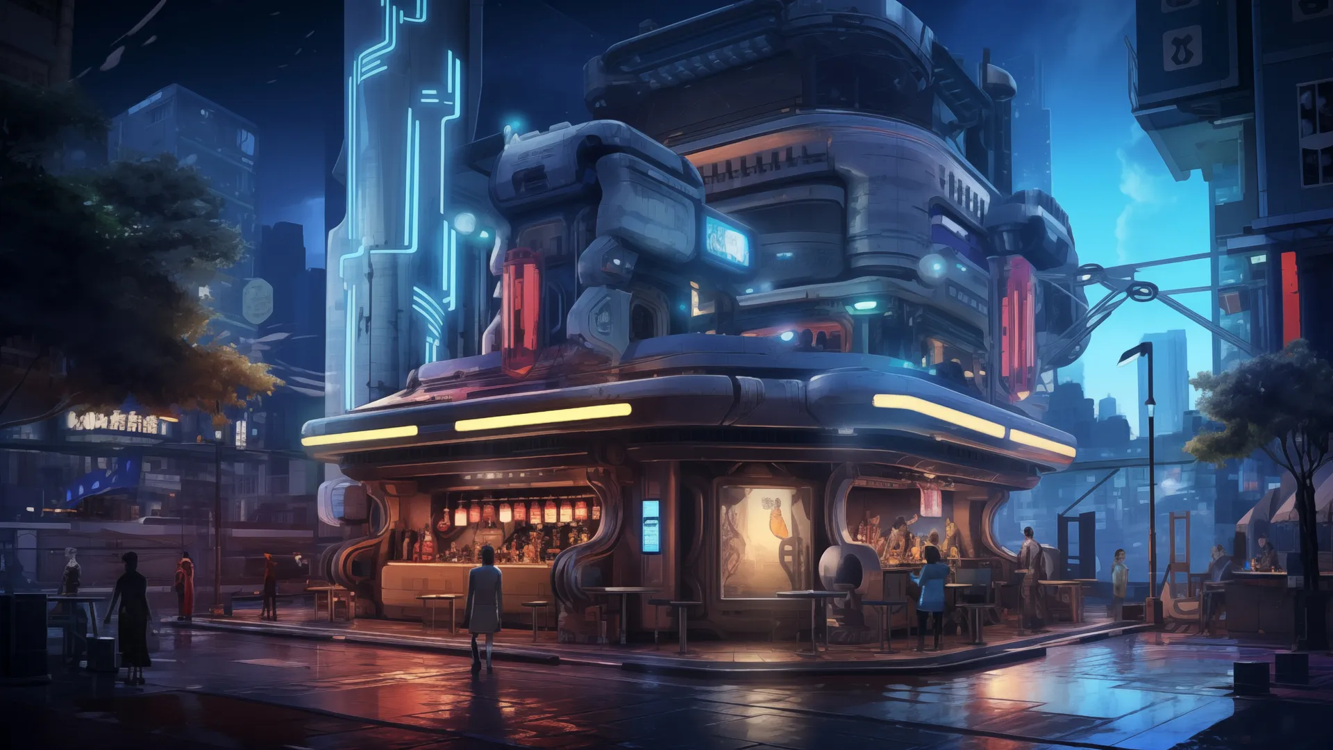 AI艺术未来派城市夜景4K壁纸