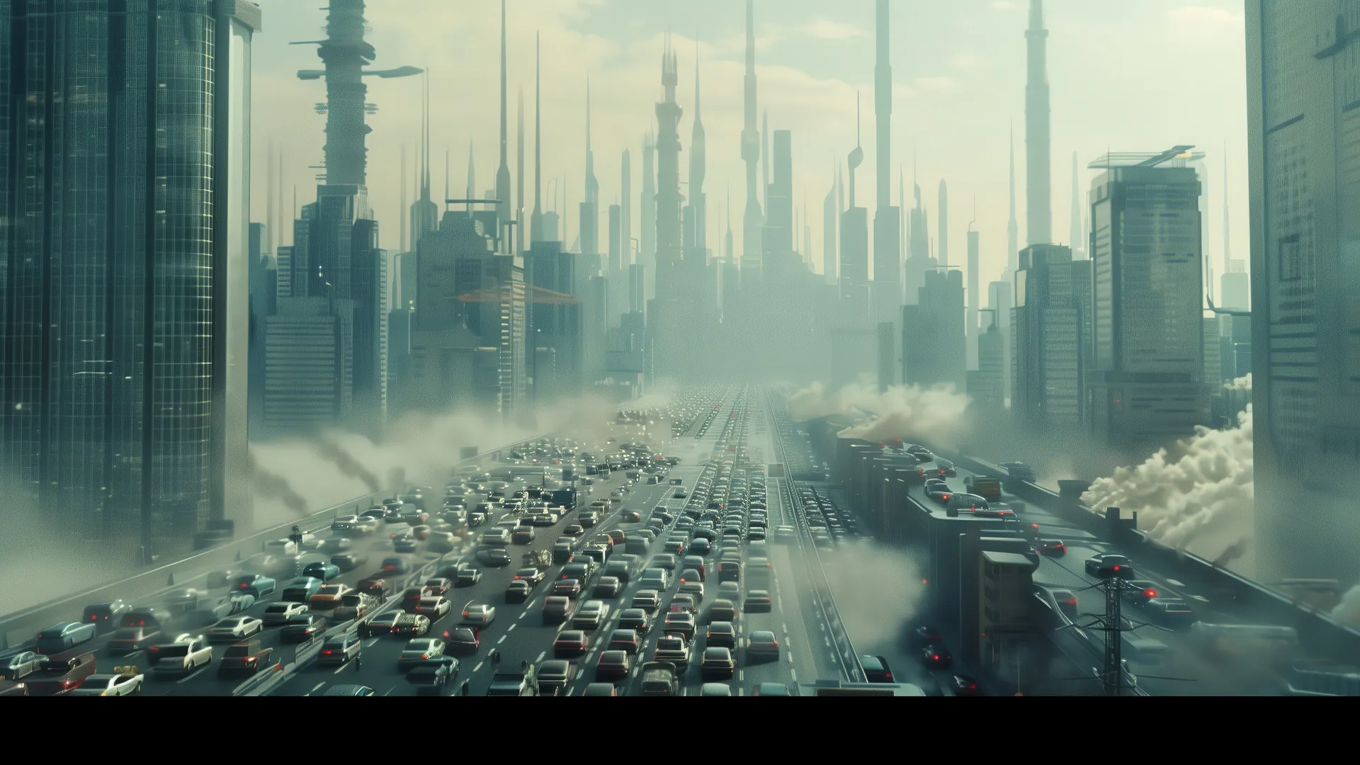 未来城市交通摩天大楼4K贴纸