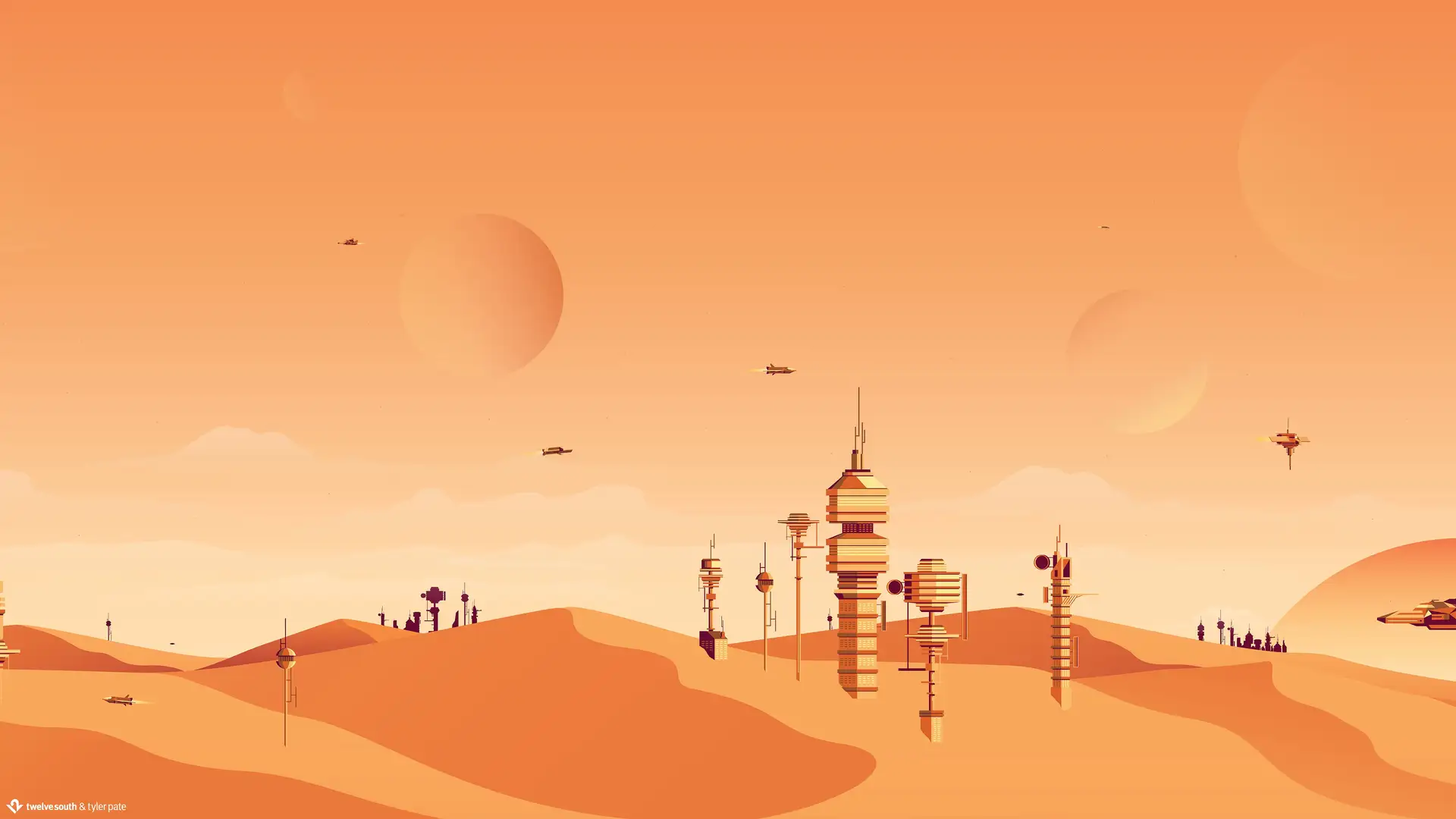 沙丘行星未来城市4K飞行汽车壁纸