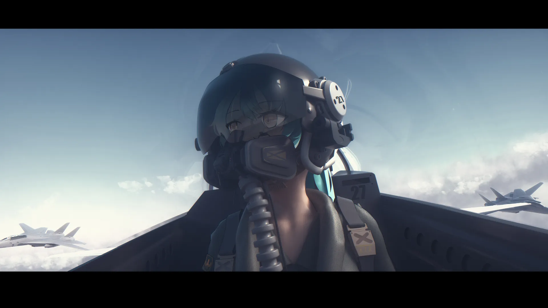 动漫女孩喷气式战斗机4K电脑壁纸