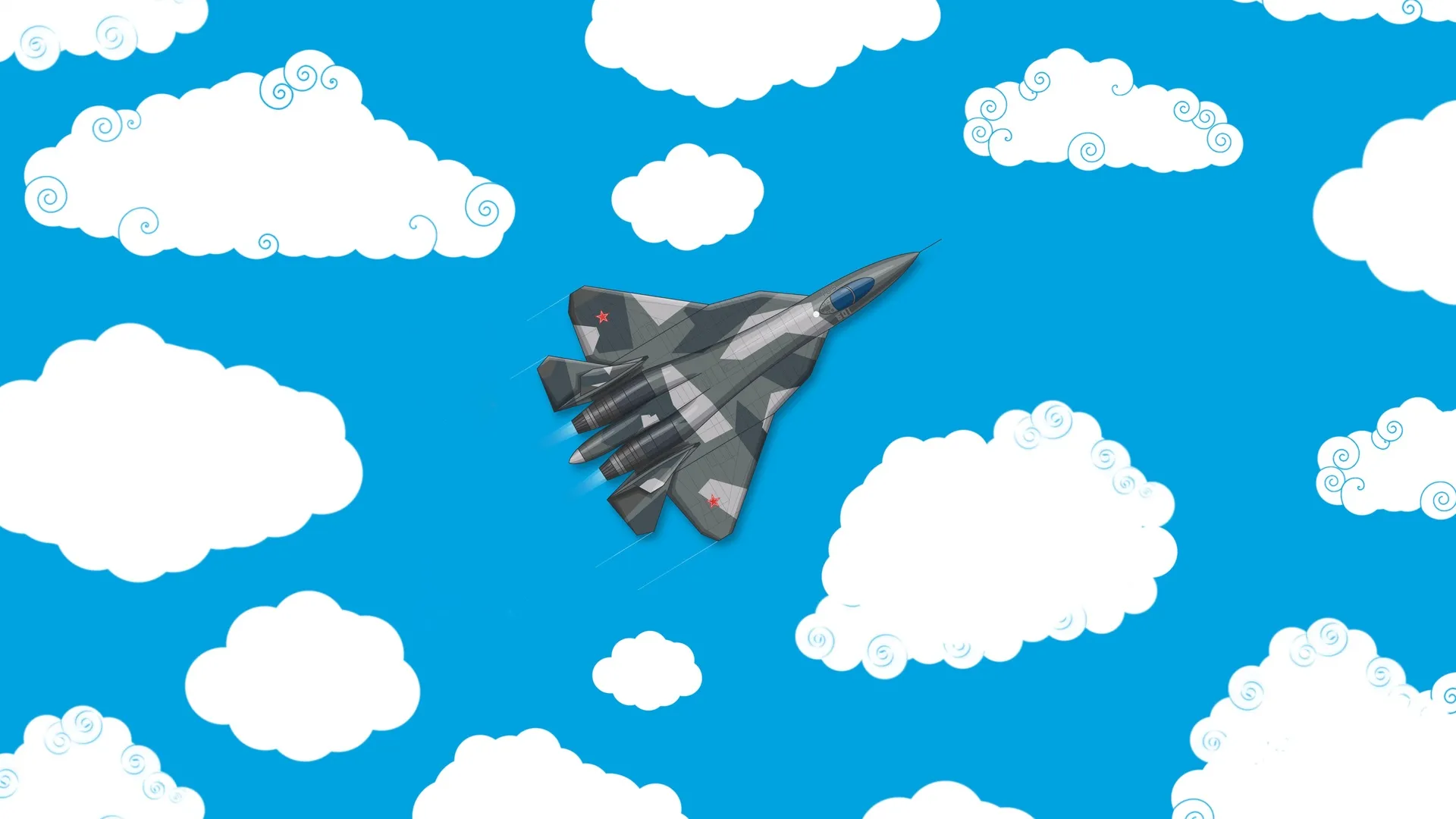 4K军用飞机天空云绘画电脑壁纸