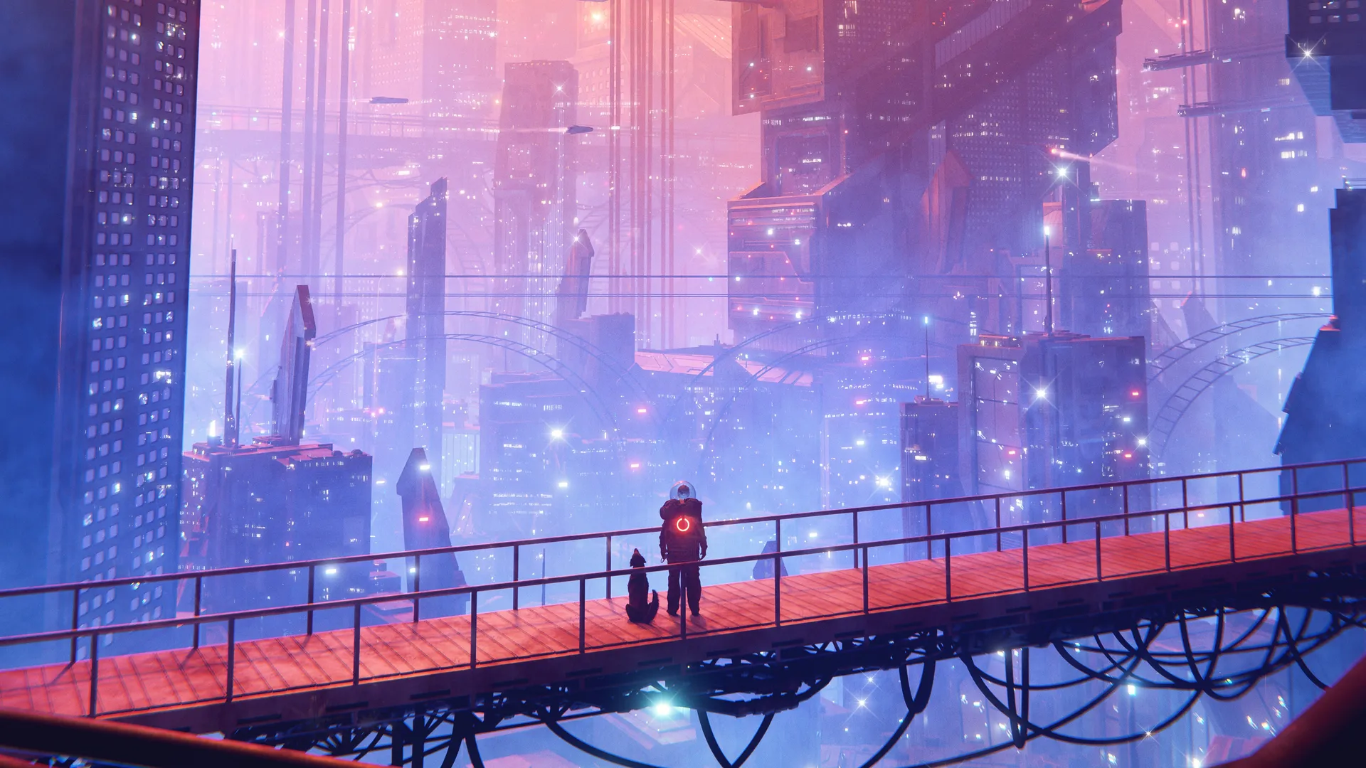 AI艺术赛博朋克未来城市灯光