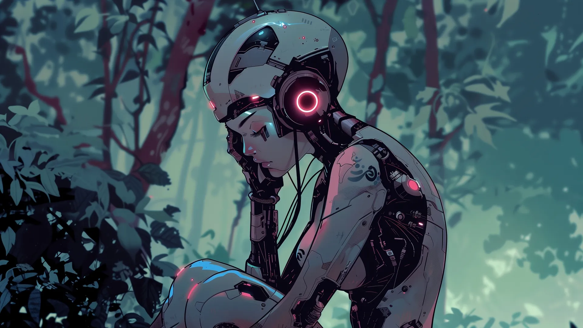 悲伤AI艺术机器人4K电脑壁纸