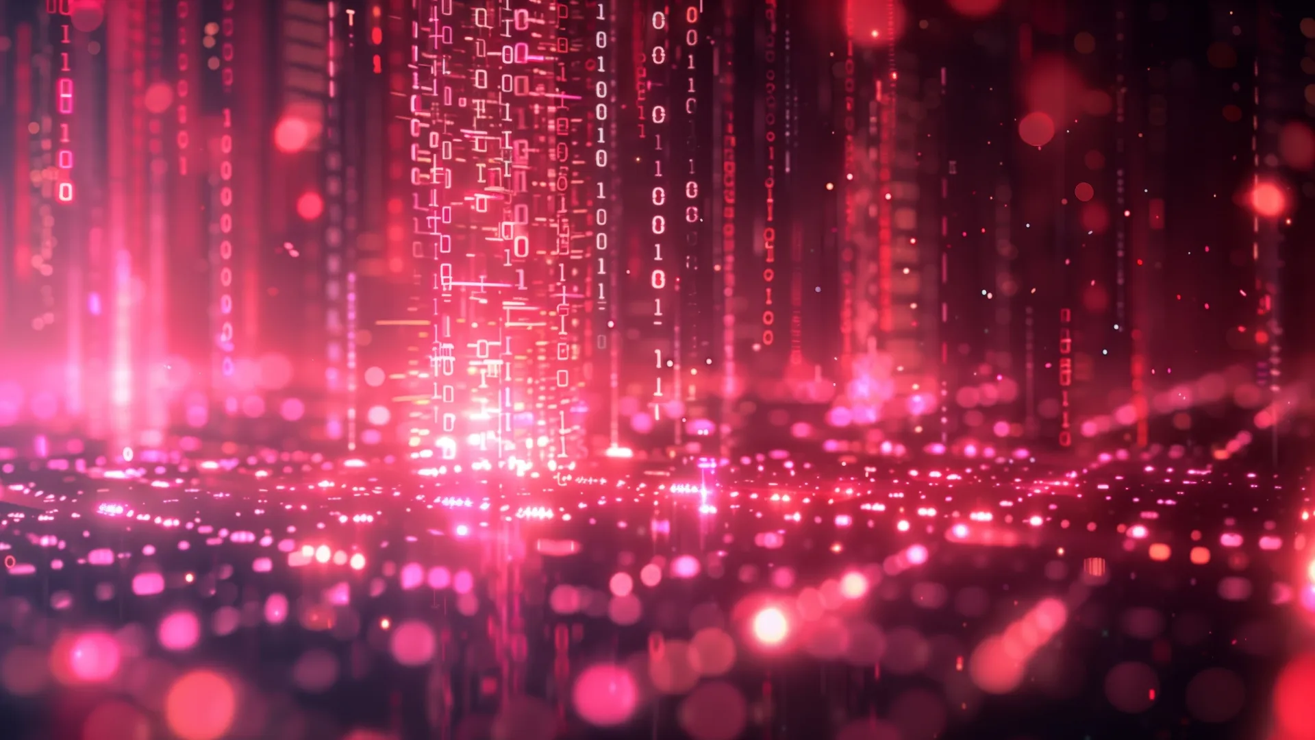 数字艺术4K贴纸：代码散景抽象红