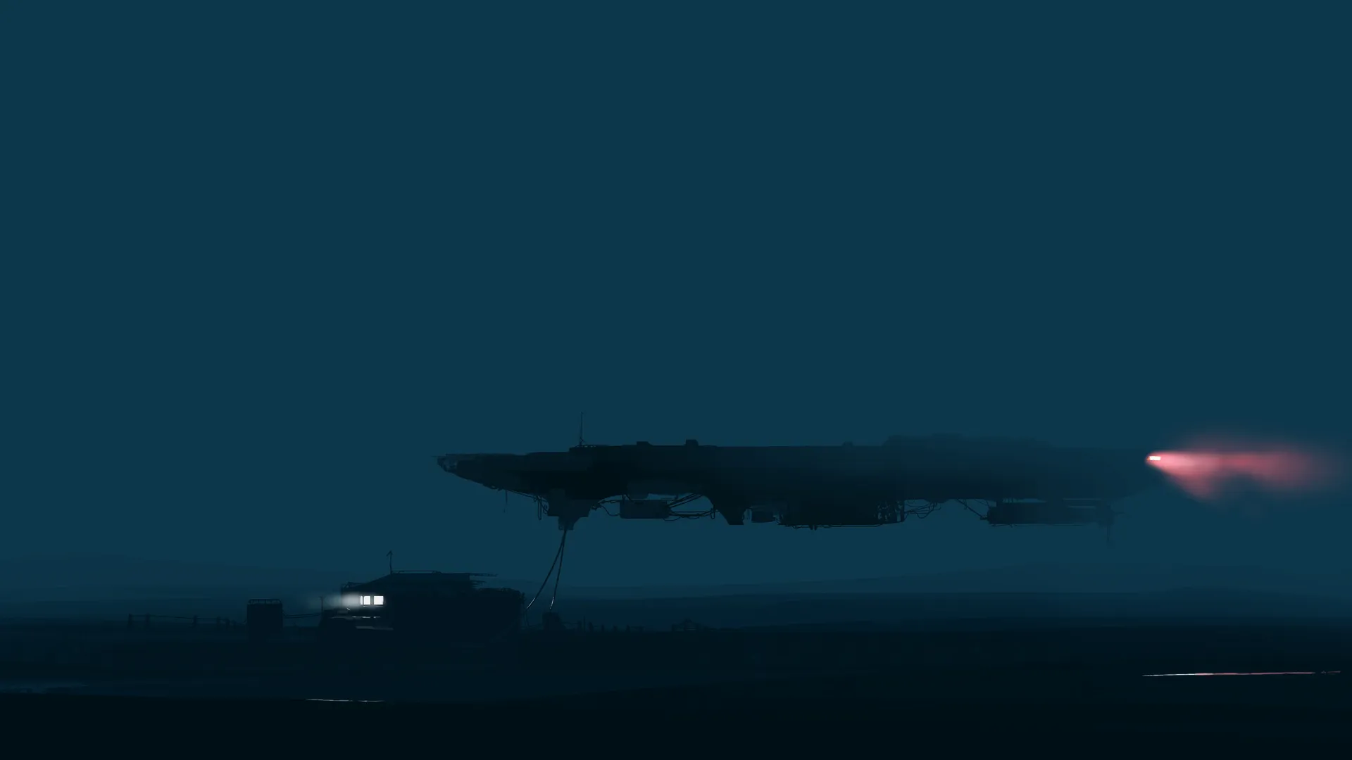 4K科幻飞船夜景壁纸：宇宙风景与房子