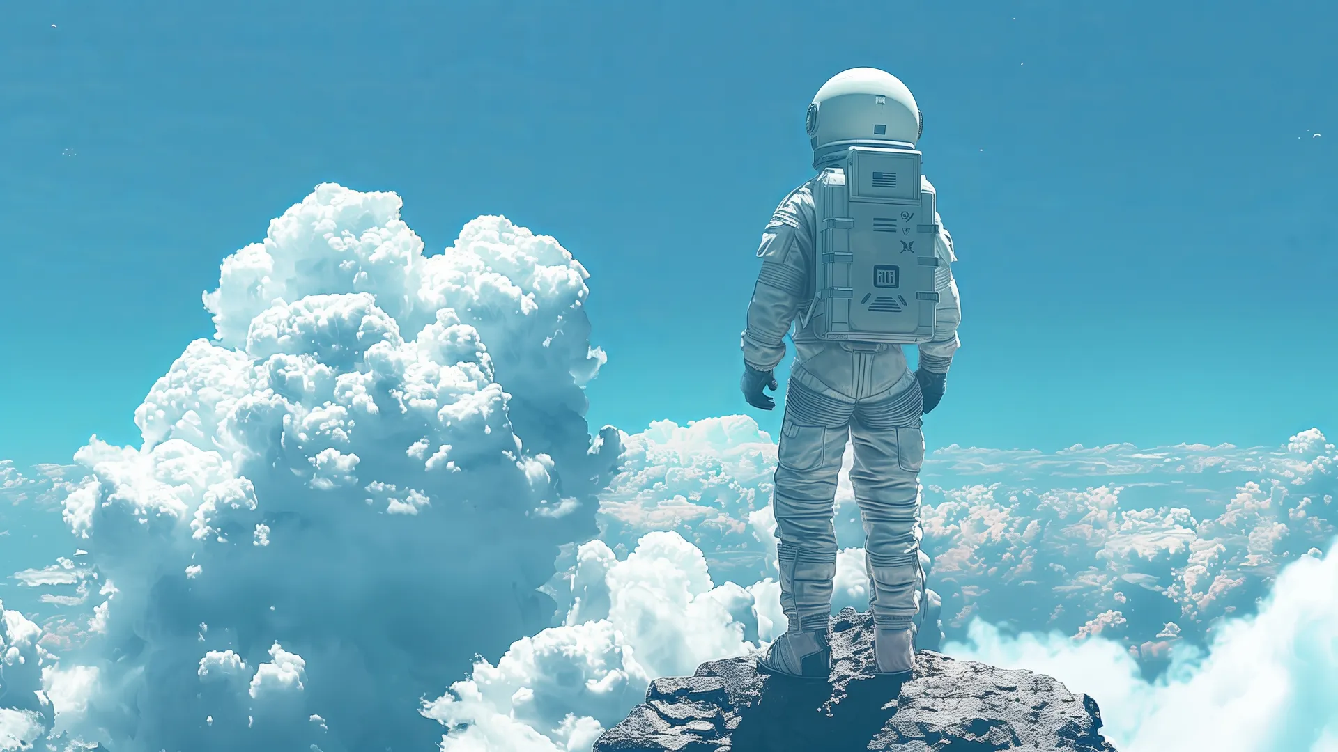 4K宇航员AI艺术壁纸：蓝天白云