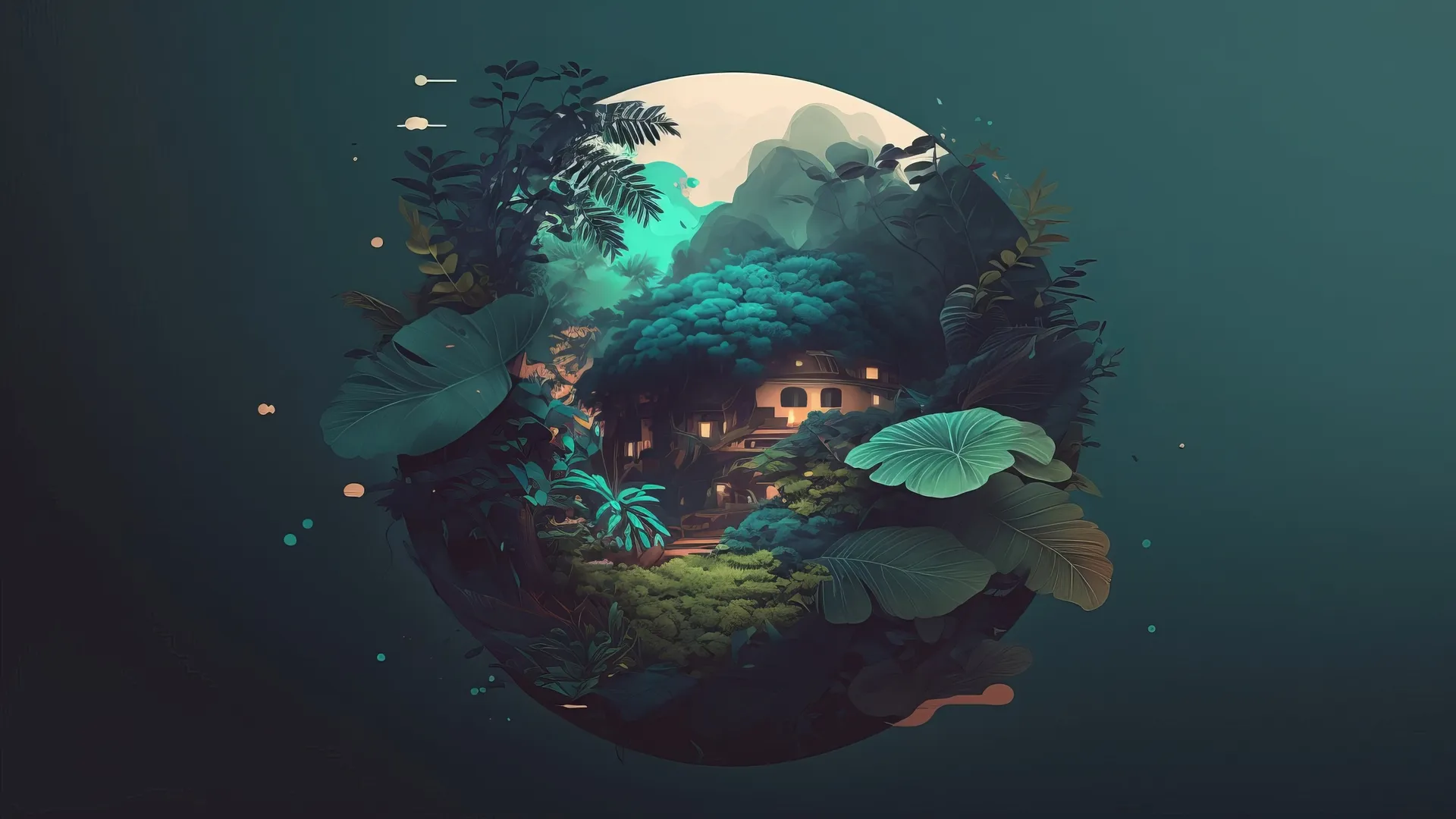 4K极简树叶球形电脑壁纸