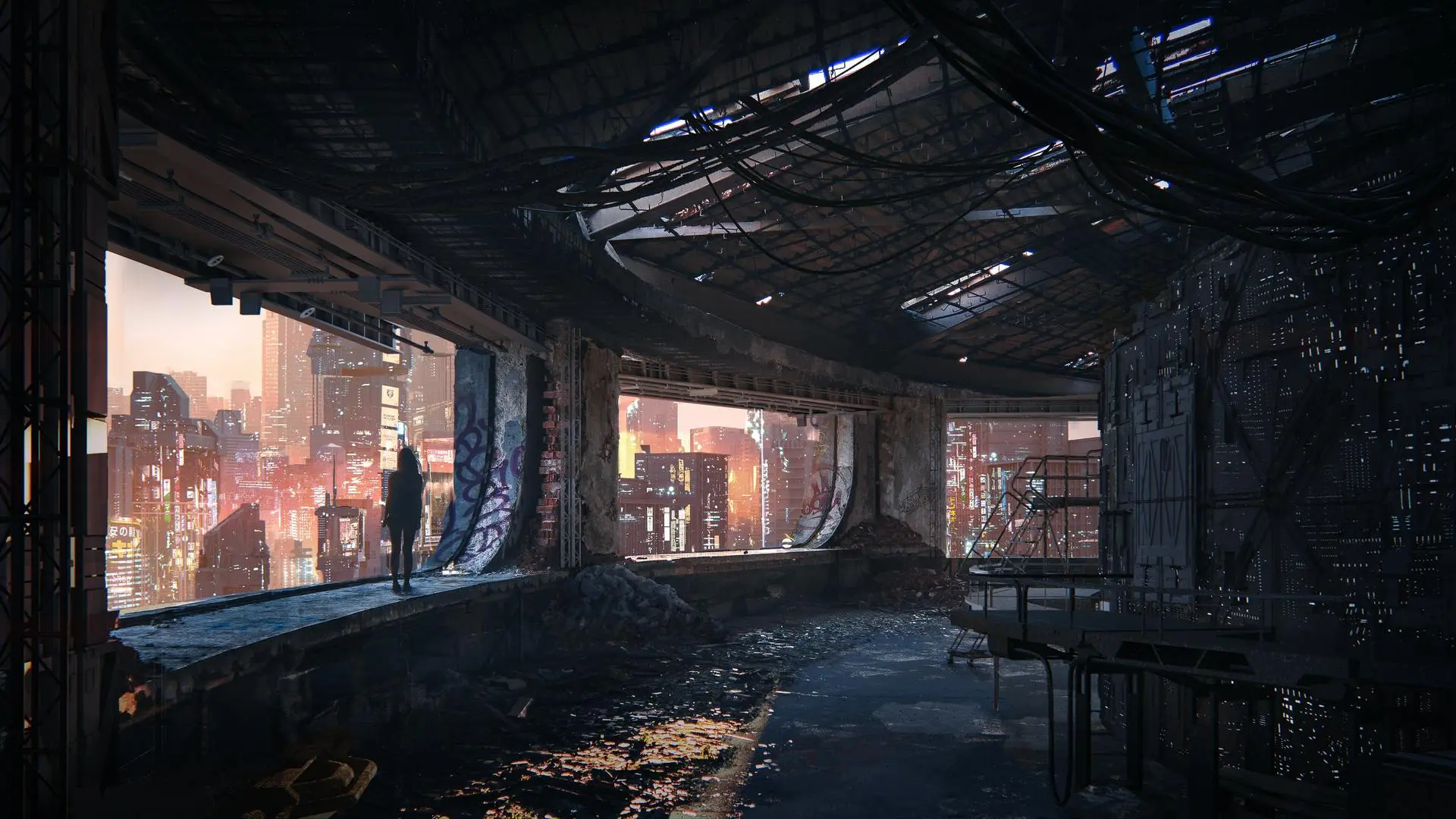 赛博朋克城市4K壁纸：未来主义建筑艺术