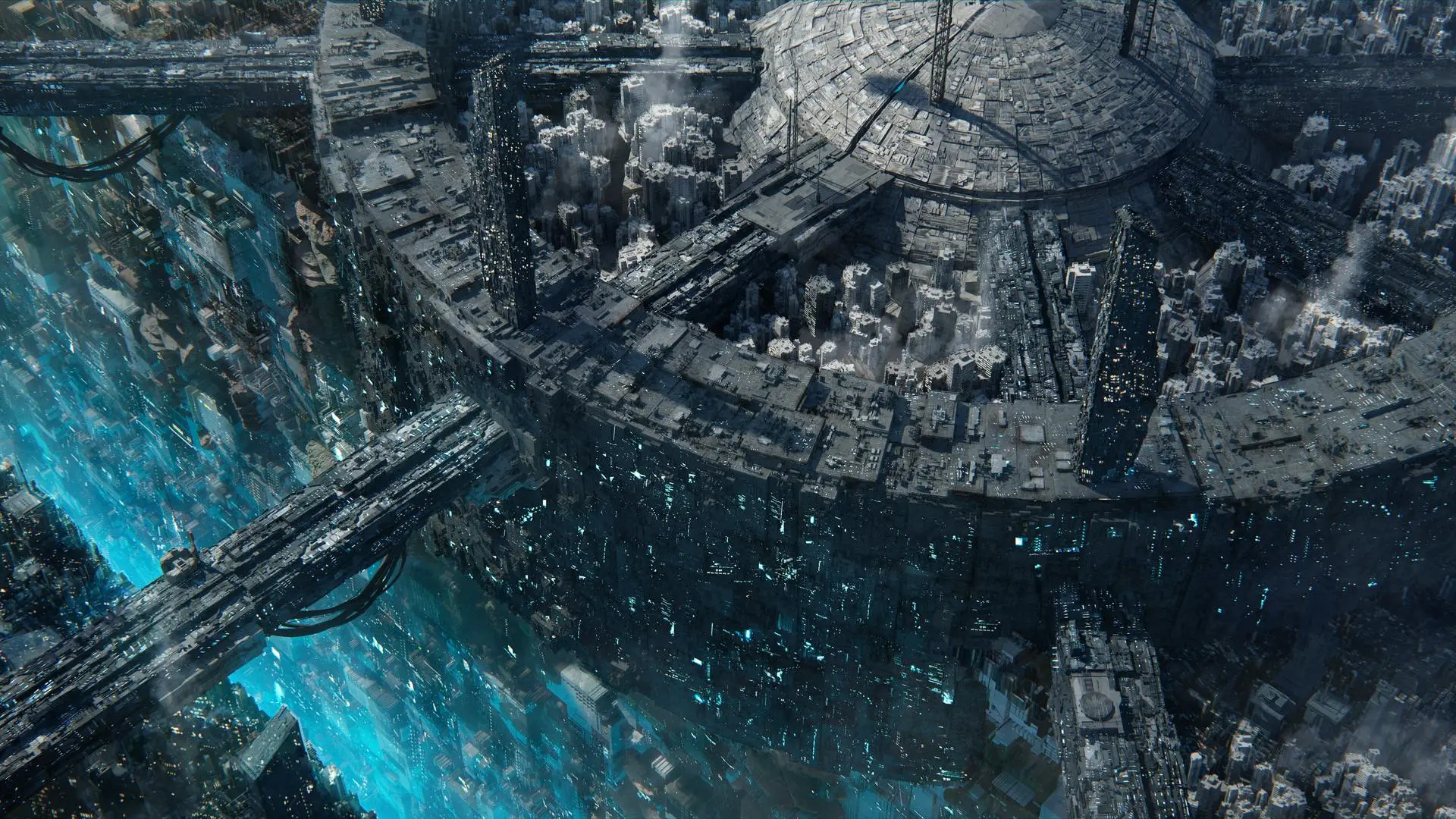 赛博朋克城市4K壁纸 未来主义建筑概念