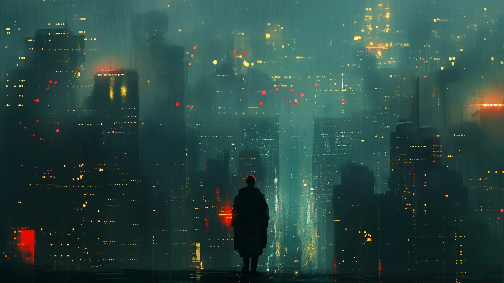 赛博朋克城市剪影4K壁纸