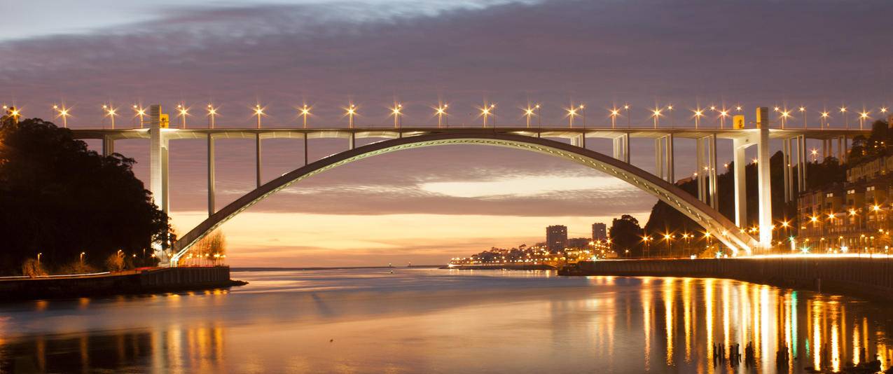 夜晚漂亮桥景 带鱼屏壁纸