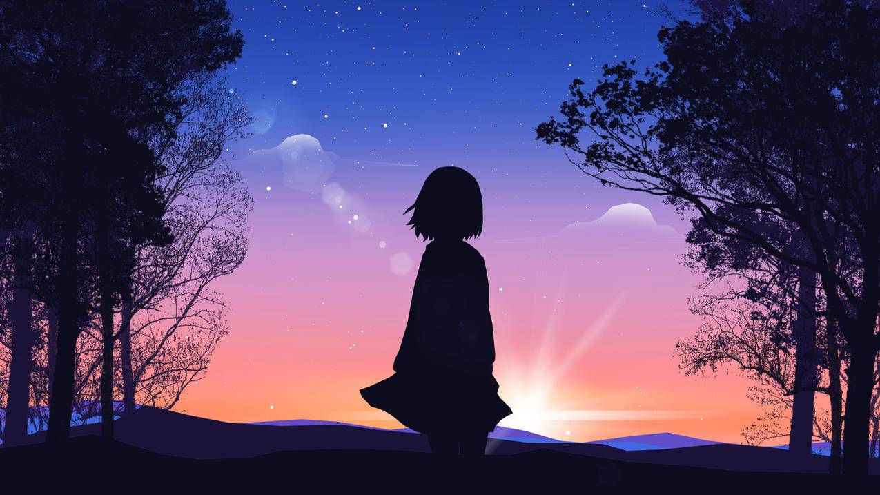 短发女孩动漫4k简约壁纸