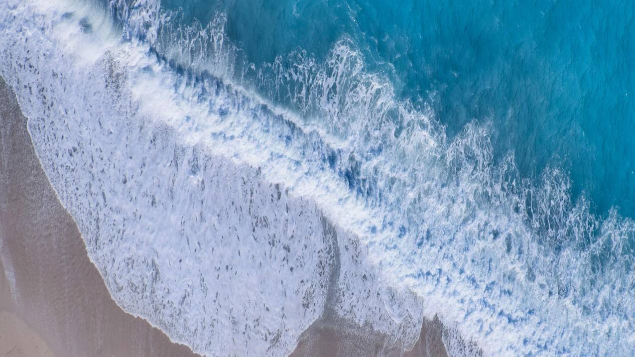 4K海滩海浪海花风景