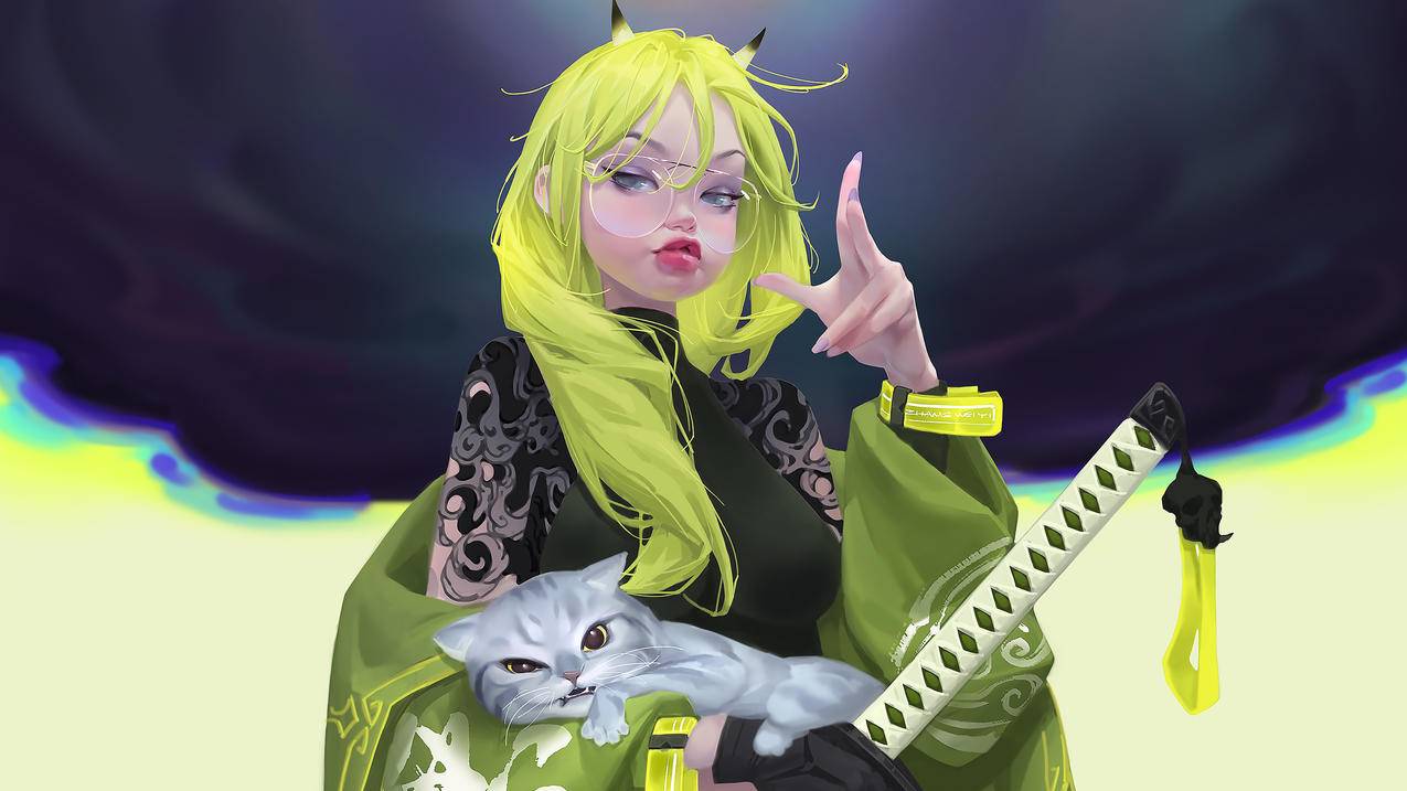 绿发恶魔少女动漫4K壁纸