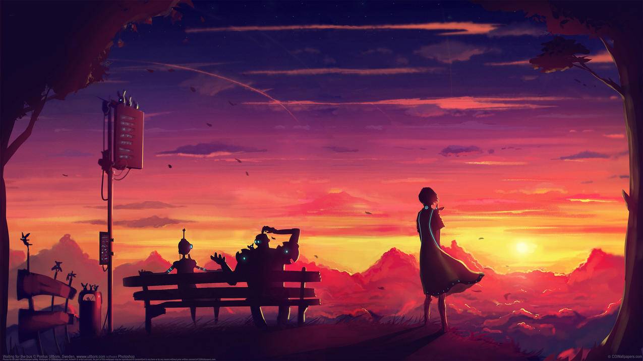 等公交车少女高清壁纸