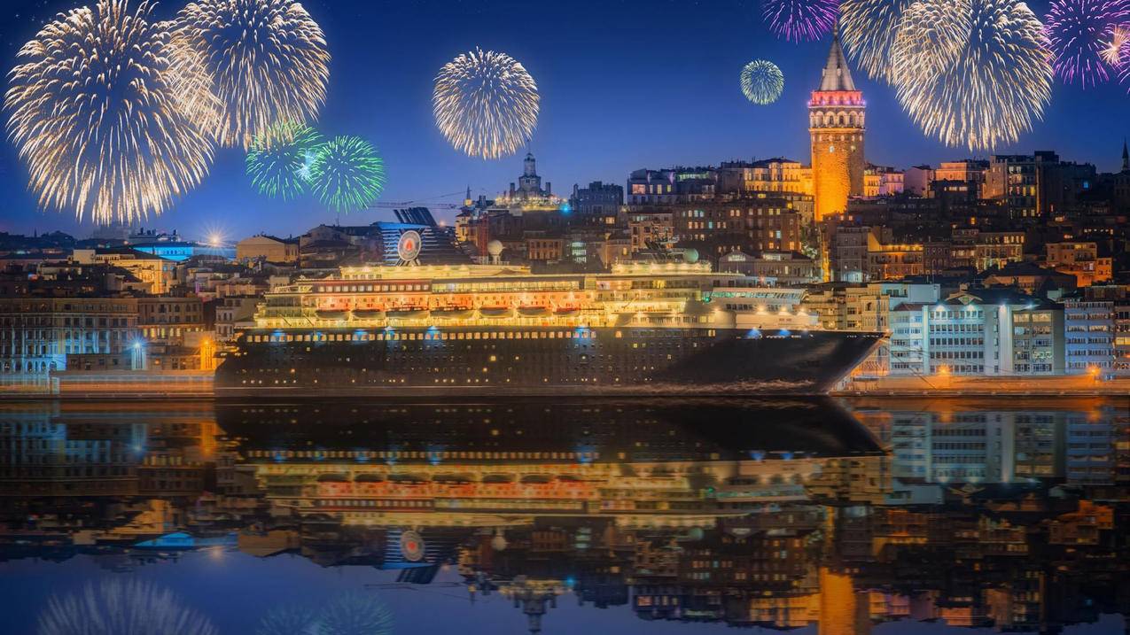 风景城市烟花夜景壁纸