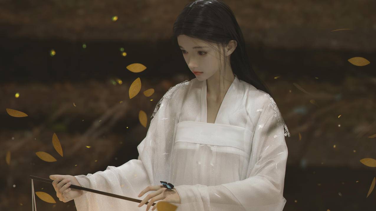 古风白衣女孩3D动漫壁纸