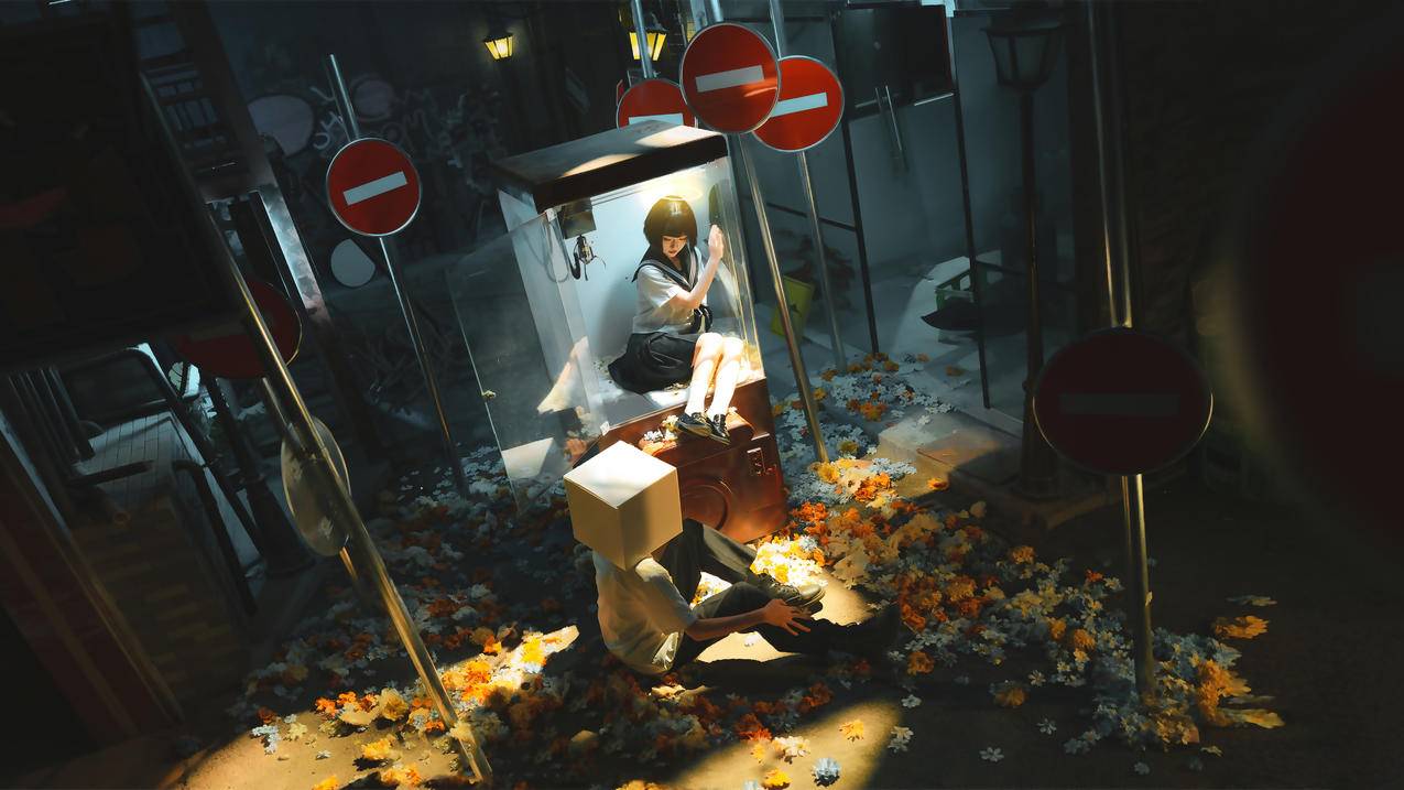 动漫美女娃娃机4K壁纸