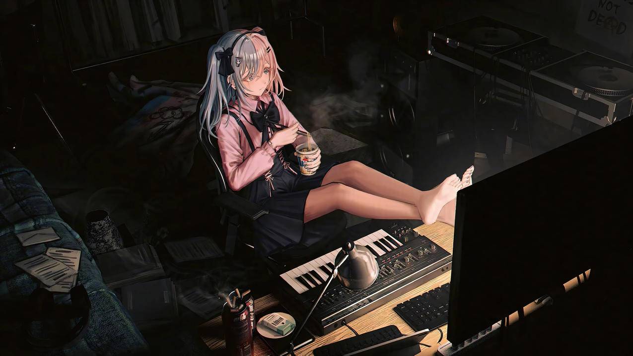 暗色系女孩房间4K动漫壁纸