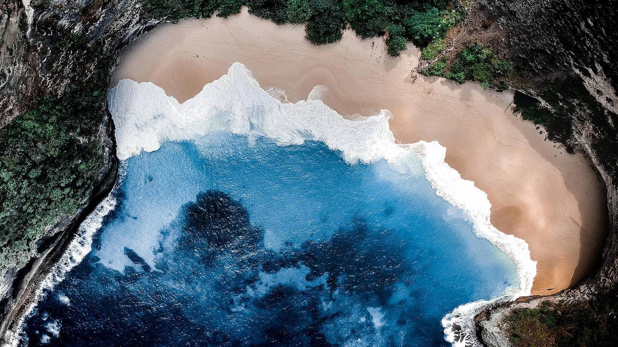 风景海洋天堂大海沙滩航拍海浪壁纸