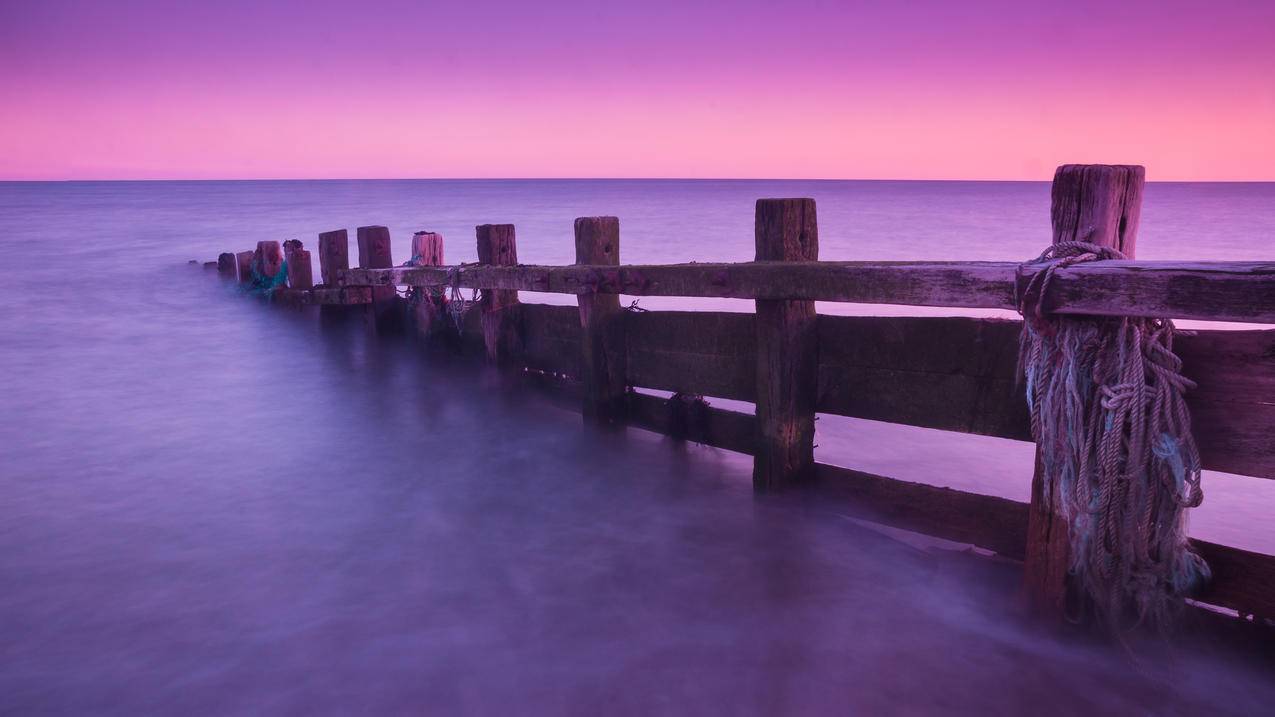 英国七姐妹郊野公园码头日落风景壁纸