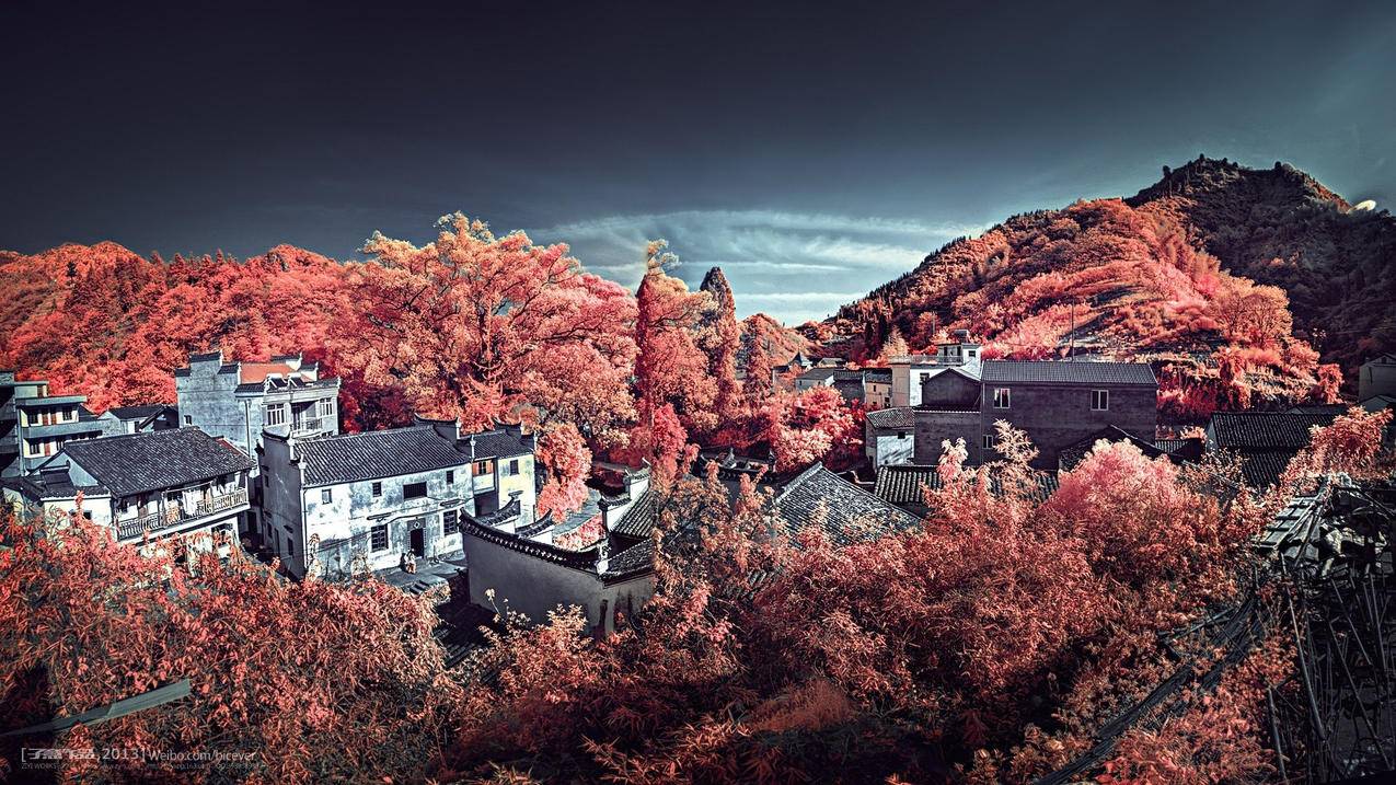 自然风光小镇田园建筑高清壁纸