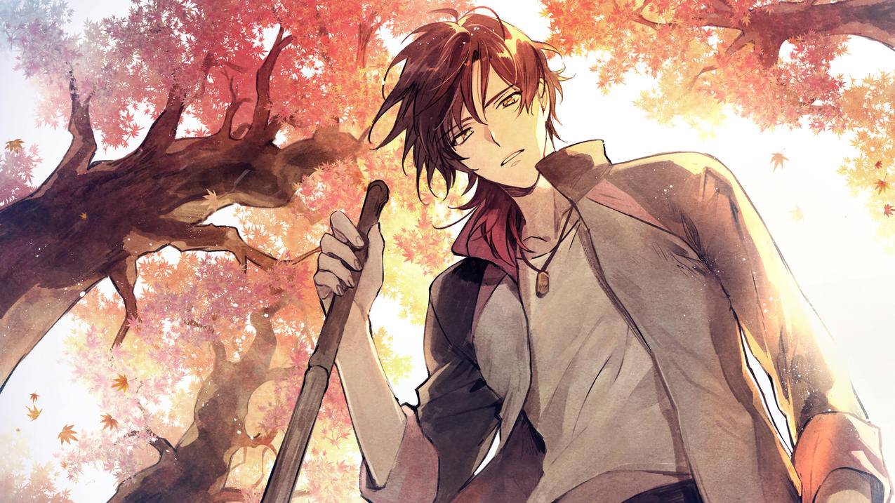 秋天枫树动漫帅哥壁纸