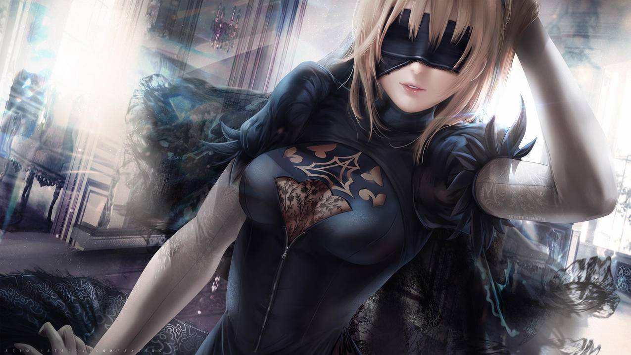 Fate眼罩Saber游戏壁纸下载