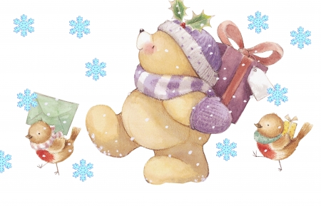 冬天 小鸟 信 雪花 玩具