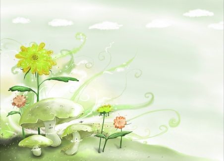 鲜花 蘑菇 云 绘画 4K卡