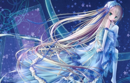 美少女 蓝色裙子 可爱
