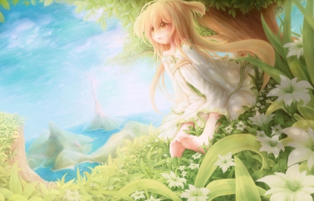 草地 大树下 天空 梦幻