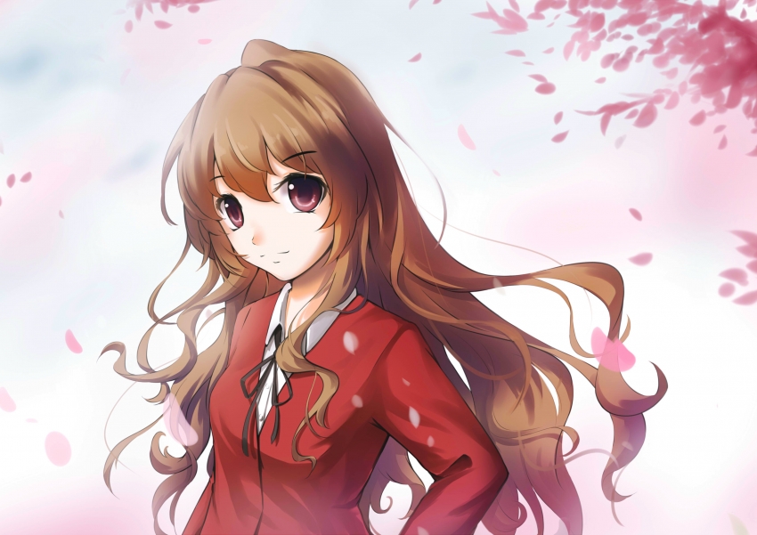 红色校服,女生,微笑,花