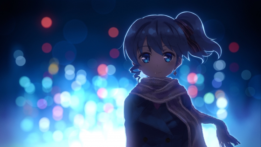 可爱动漫女生围巾3840x2