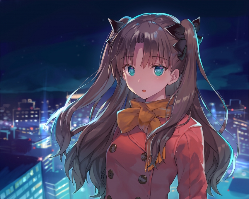 夜晚城市可爱女生4K动漫