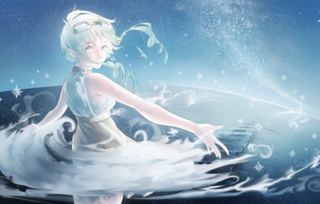 星空,穿裙子的女生,唯美