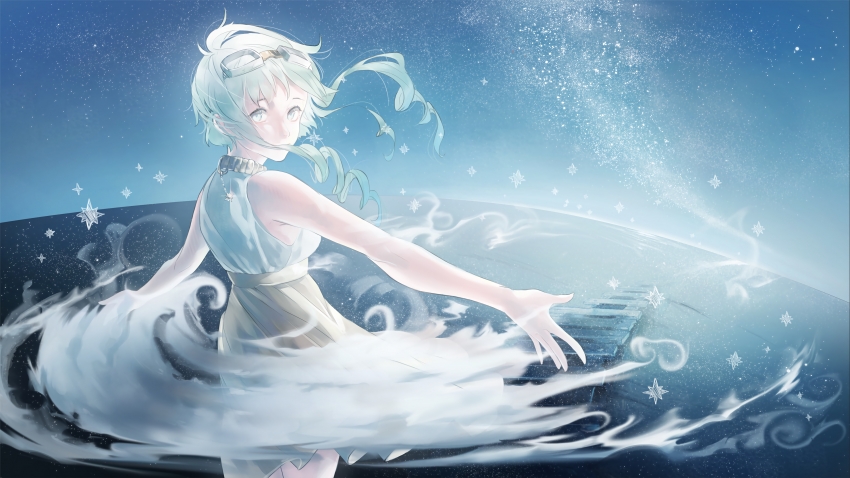 星空,穿裙子的女生,唯美