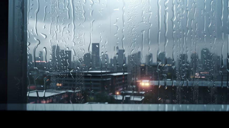 城市窗外雨滴夜景手机壁纸