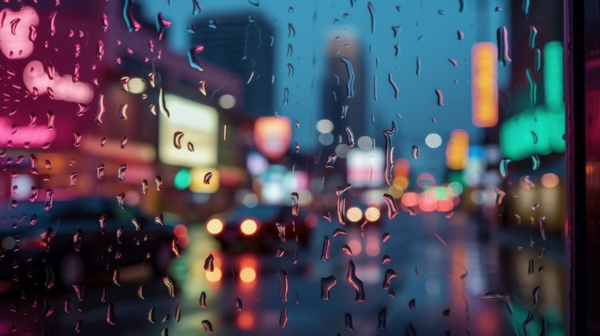城市夜窗雨滴壁纸