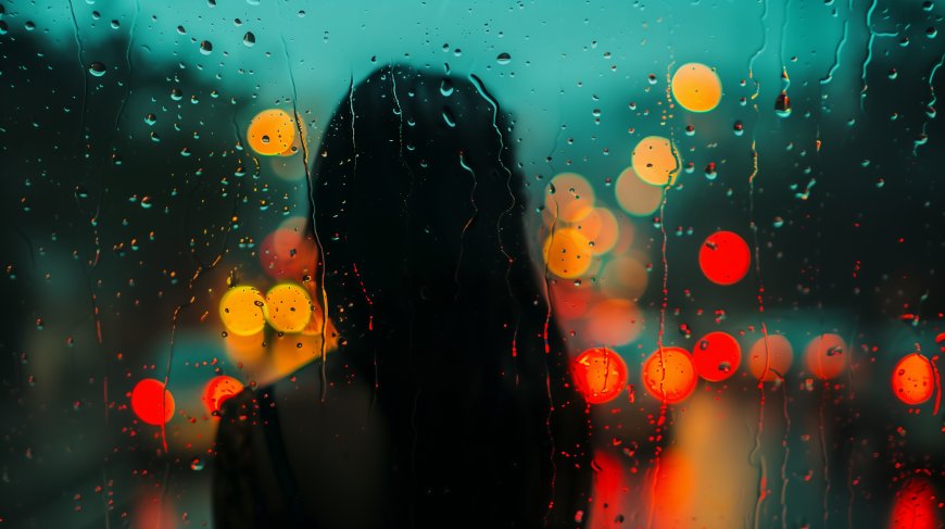 朦胧雨中女生背影，唯美壁纸