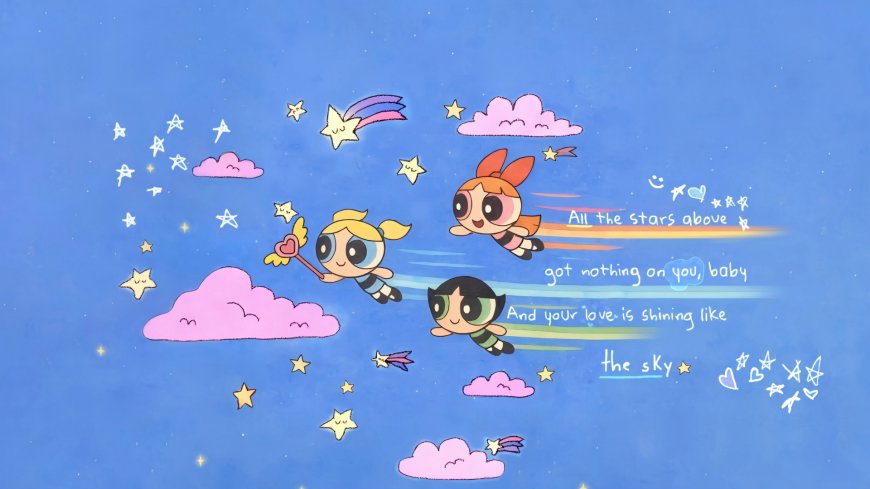 飞天小女警星空飞行 童年动漫电脑壁纸