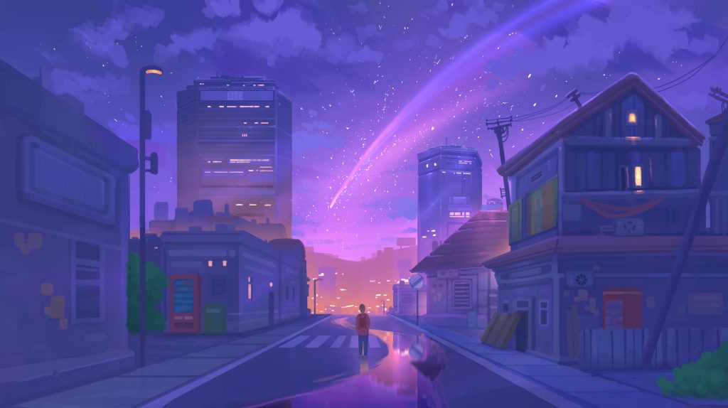 城市夜空流星4K壁纸