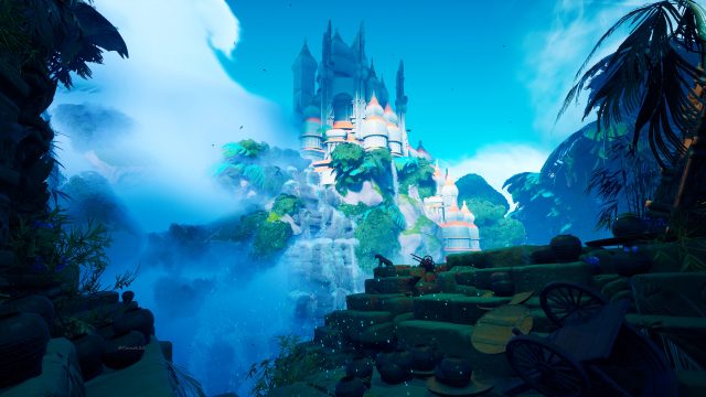 AI奇幻城堡瀑布4K壁纸