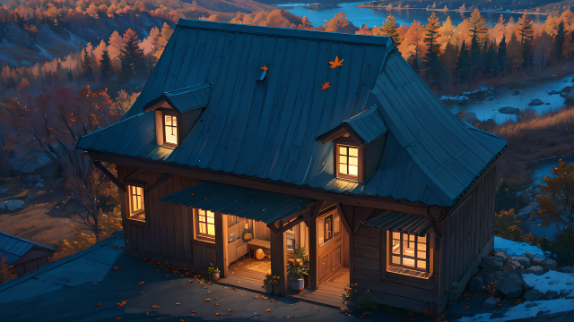 枫叶艺术4K壁纸：夜色水景