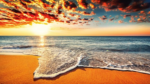 蓝色海滩日落4K壁纸